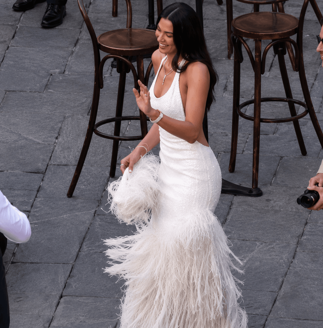 BOTTEGA VENETA — CUSTOM INTRECCIATO FEATHERED GOWN