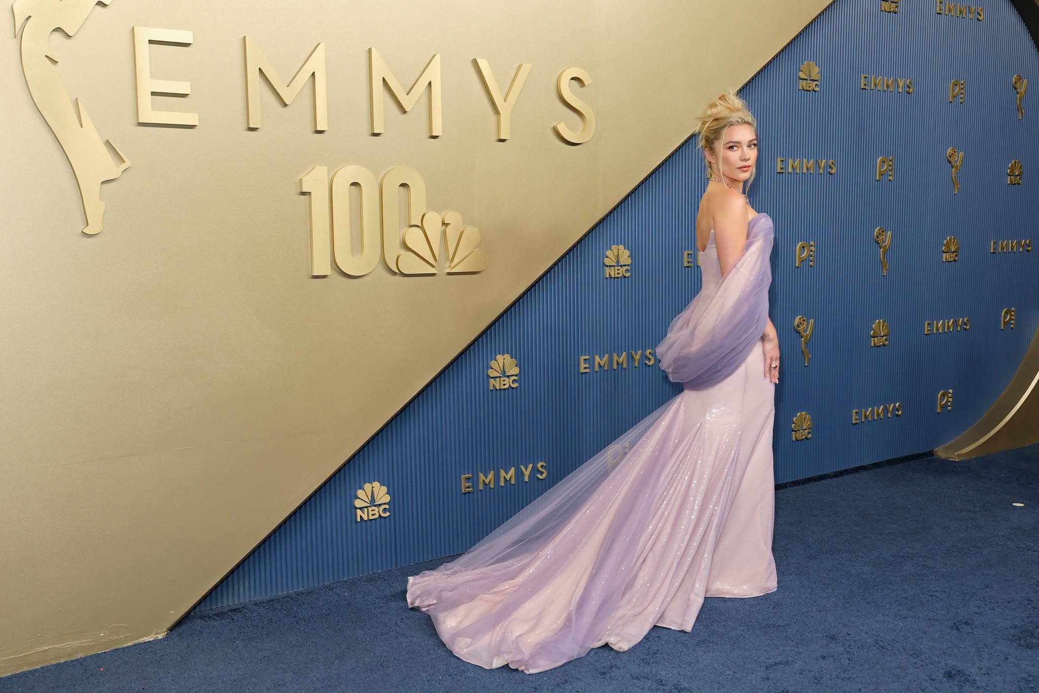 Florence Pugh wearing a lilac gown at the Emmys 2026