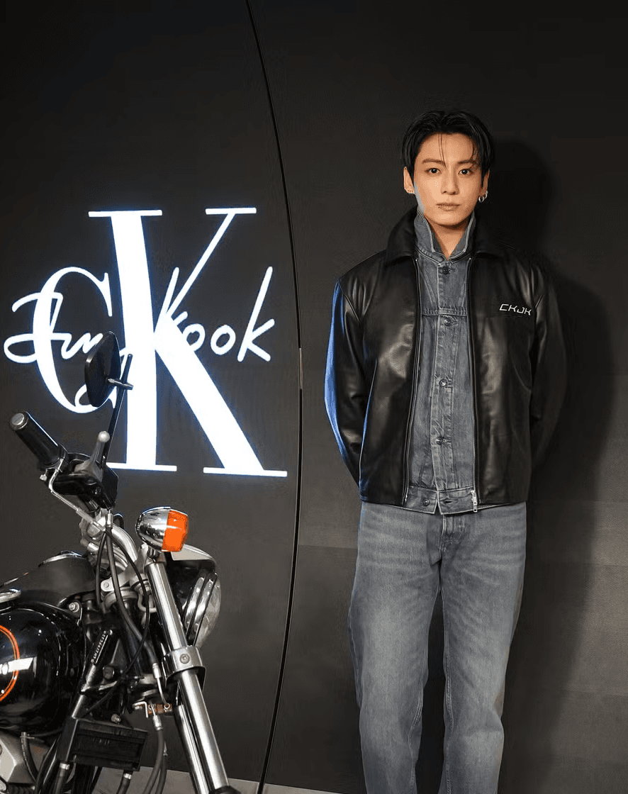 Calvin Klein Harajuku flagship entrance motorcycle Jung Kook Tokyo event 2026