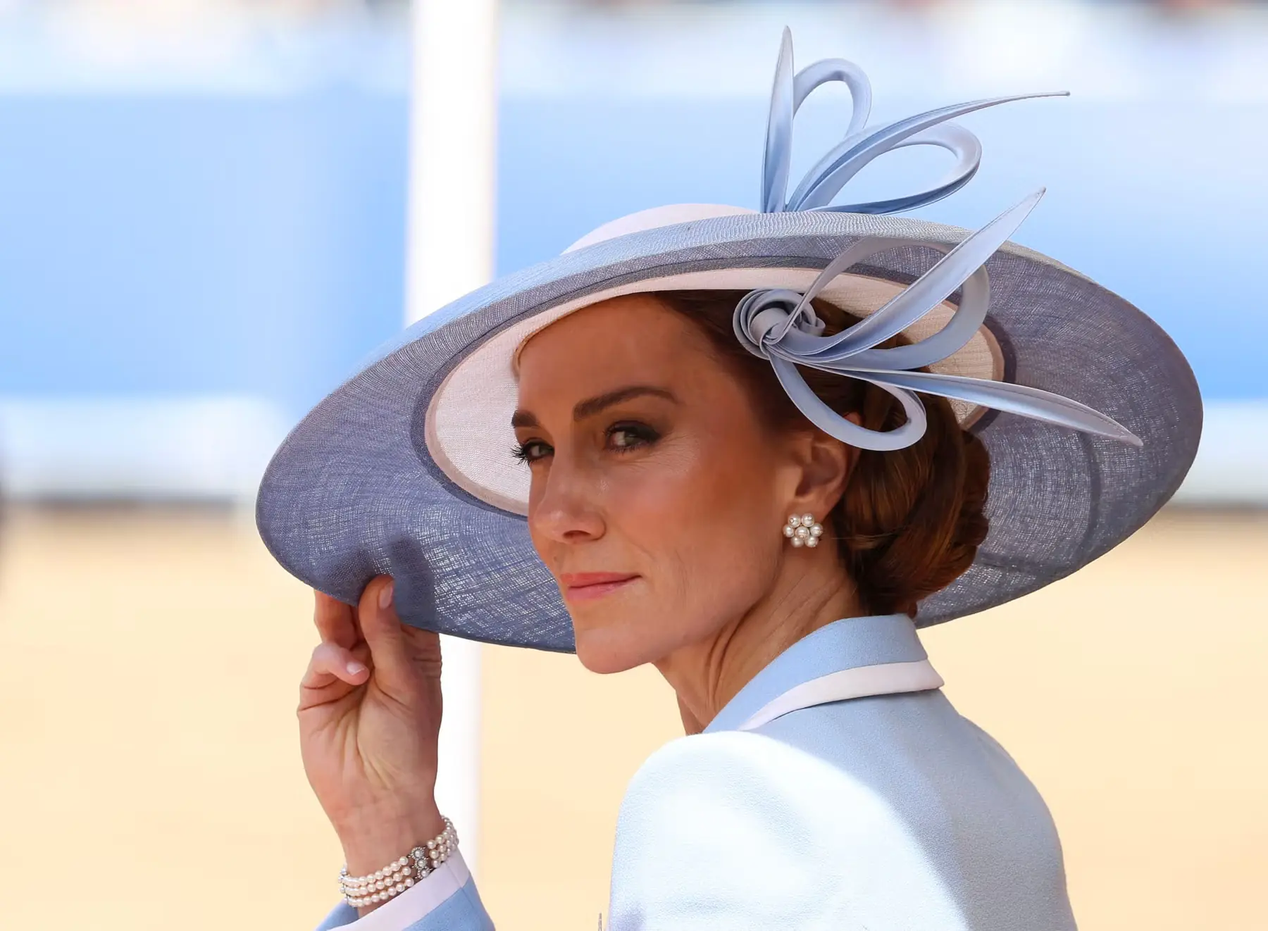 Kate Wore Diana's Pearl Bracelet at Trooping Colour Kate Middleton Princess Diana pearl bracelet Catherine Walker blue dress Trooping Colour 2026