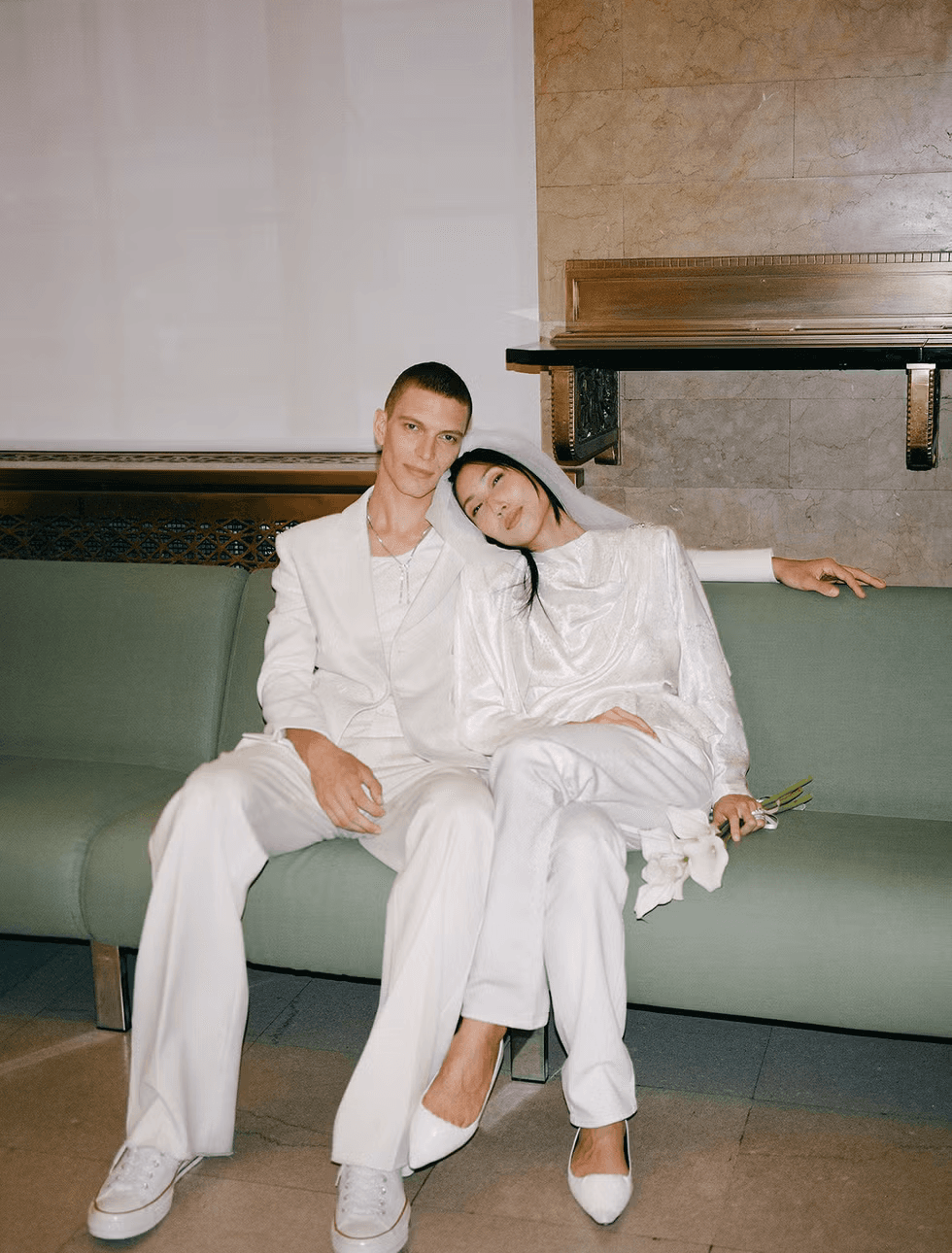 New York City Hall downtown Manhattan wedding editorial Bazaar fall 2023 bridal