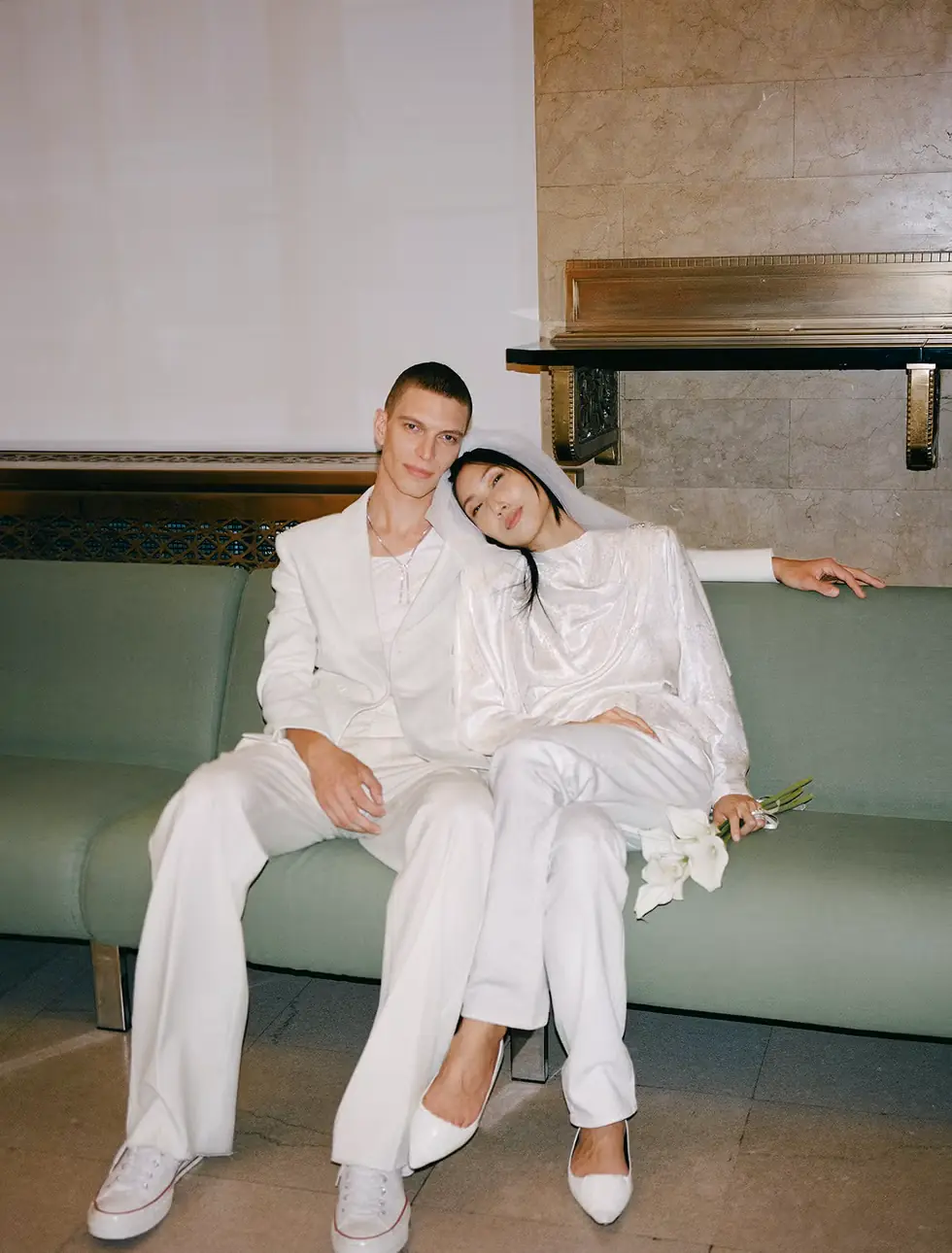 New York City Hall downtown Manhattan wedding editorial Bazaar fall 2023 bridal