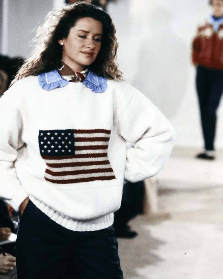 Ralph Lauren flag sweater runway appearances 1989 through 2025