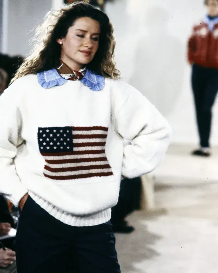 Ralph Lauren flag sweater runway appearances 1989 through 2025